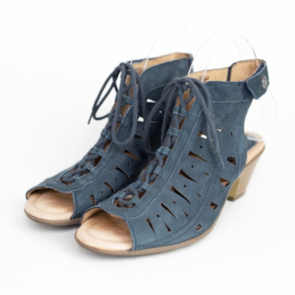 Earth Kristen Navy Leather Sandals – Size 7